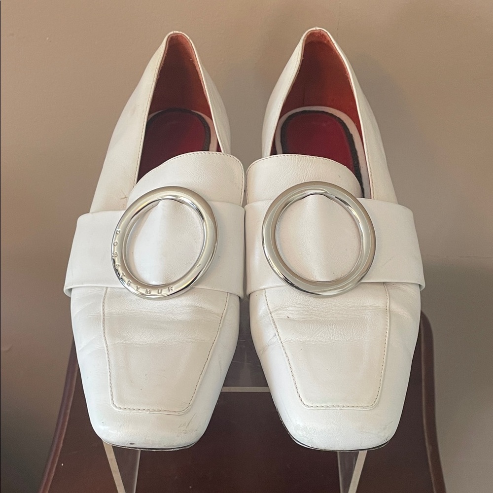 Dorateymur White Leather Women's Shoes with Silver Accents